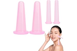 CHDZSW 4 Stück Schröpfen Cups Silikon,Schröpfen Silikon Schröpfset Facial Silikon set, Schröpfgläser Face Schröpfen, Saugglocke Massage Tools, Cellulite Cup Schröpfmassage Tools, Schröpftherapie (Rosa)