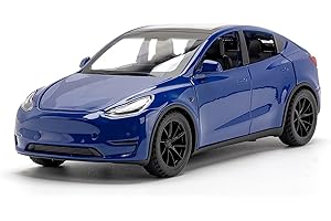 TOPRON Tesla Modelo Y 1:32, Coche Juguete Electrónico de Aleación Fundida a Presión con Función de Retroceso, con Luces Y Música, Mini Vehículo de Juguete como Regalo para Niños (Azul)