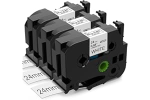 Aken Ruban Cassette Compatible pour Brother P-touch TZe 24 mm TZe-251 TZe251 TZ-251 Noir sur Blanc pour étiqueteuse P-touch Cube P700 2430 D600 9700PC P750W, Paquet de 3