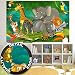 Produktbild Wall Mural Kid’s Room Jungle Animals Mural Decoration Jungle Animals Zoo Nature Safari Adventure Tiger Lion Elephant Monkey I paperhanging Wallpaper poster wall decor by GREAT ART (82.7x55 Inch / 210x140 cm)