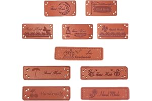 JENICH 100Pcs PU Handmade Labels Handmade Etiketten Aufnäher PU Label Leder Etiketten handmade with love Handmade Handarbeit Etiketten Tags zum nähen für DIY Klediung Näharbeit
