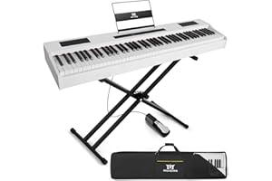 MUSTAR Digital Piano 88 Weighted Keys Hammer Action, Full Size 88 Key Piano Keyboard Weighted, Electric Keyboard Piano with Bluetooth Connection, Portable Case, Sustain Pedal, White