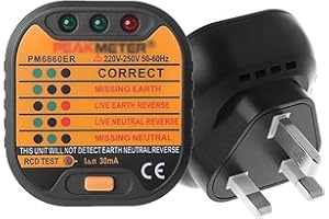 Ulsam Socket Tester UK - 220-250V Circuit Tester, Automatic Electric RCD Outlet Tester With LCD Display for Power Socket Wiring Detection