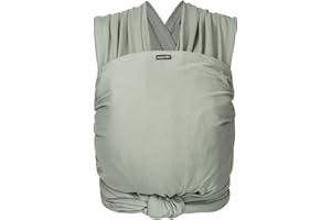 Hoppediz Elastisches Baby-Tragetuch - für Neugeborene ab Geburt (2-9 kg) - aus Bio-Baumwolle - Salbei 4,60 m, Grün