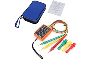 Phasenprüfer Drehfeldmessgerät AC60V~600V, EIMZU Rotationsanzeige Tester ​Detektor Meter 3 phasen mit Krokodilklemmen und Summertester zeigt