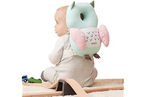 Bebamour Protección para la cabeza del bebé Suave y transpirable Soporte para la cabeza del bebé Almohada para bebés Reposacabezas anti-caídas(Green Owl)