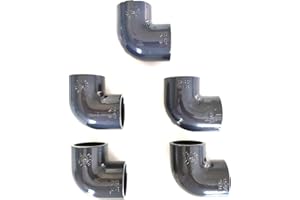 Lot de 5 Coudes PVC Pression 90° / 32mm intérieur F/F PN16 / Piscine et arrosage / 32 mm Manchon