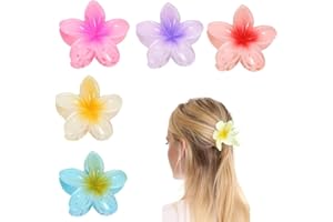 YEAPEAK Haarklammer Blume & Haarspange Blume (5 Stk) - Große Blumenhaarspange im Hawaii-Stil, Rutschfester Acryl Blumen Haarschmuck für den Sommer, Accessoire & Geschenk für Frauen und Mädchen