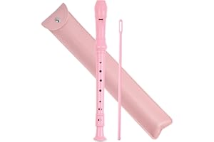 Mtzmy Blockflöte für Kinder Anfänger Sopran Deutsche Griffweise, 8-Loch Flöte für Erwachsene, Recorder mit Etui,Reinigungsstift und Bedienungsanleitung(2-Rosa)
