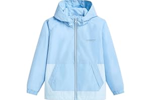 BUYIREN Boys Girls Waterproof Jacket Rain Jackets Hooded Raincoat Lightweight Mesh Lined Rain Coats for Kids, 5-16 Years