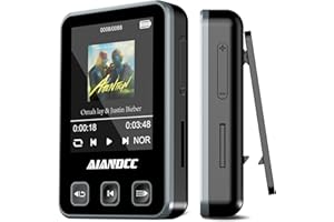 AIANDCC Mp3 Players with Bluetooth 5.3, 32GB Mp3 Player With Sports Clip and Armband, 1.77-inch TFT Color Screen, HiFi Sound Music Player, Earphones Included, TF Card Can be Inserted, Black