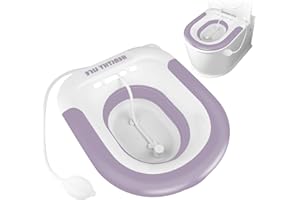 TNOMSNO Bidet Toilette WC, Bain de Siège Bidet avec Chasse d'eau, Pliable Sitz Bain Bassin Bain pour Soins Postpartum, Soulagement des Douleurs Hémorroïdaires et de la Vieillesse (violet)