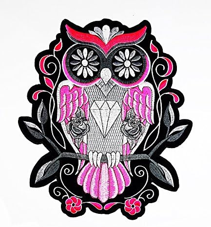 RABANA XXL Lady Rider Diamond Owl Rose Motorcycle biker club Patch for DIY Bone Ghost Hog Outlaw Hot Rod Motorcycles Rider Lady Biker Jacket T shirt Patch Sew Iron on Embroidered Badge Sign Costume