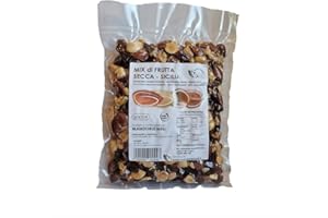 MANDORLE MELI Mix Frutta Secca Sgusciata Siciliana - Mandorle Tostate, Mandorle Tostate Pelate, Nocciole, Noci e Uvetta - Fonte di Vitamine e Fibre Senza Glutine (500g)