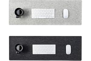 DawnTrees Felt Desk Pad Set(35.5" x 15.8"),2 Packs(Black, Gray) and Wrist Rest,Felt Laptop Mat(900x400x3mm), Mouse and Keyboard Pad,Extra Desk Blotter Pad, Desk Décor