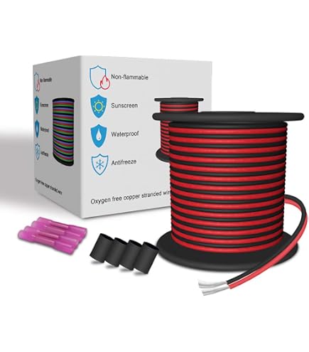 Câble Basse Tension 12V 24V Câble Double Cuivre Rouge Et Noir 2x1 Mm² - Pour Voiture, Bateau, Basse Tension 12V/24V, 16.5A (10 M