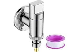 WISIRENT Waschmaschinenarmatur, 1/2- und 3/4-Waschmaschinen-Wasserhahn aus Messing mit Wasserstopp, Eckventil