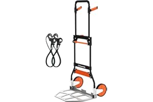 Keyoung Diable Pliant Diable de Manutention 190kg Capacité Chariot Diable Pliable Poignée Rétractable 115cm