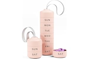 Betife Cute Pill Organizer, Cute Weekly Pill Box for Travel, Cute Daily Pill Case 7 Day, with 7 Large Stackable Compartments, Sturdy ABS Pill Holder for Vitamin Supplement Medicine (Pink)