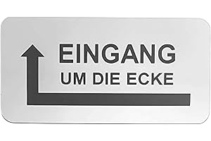 ‎BIGTREND24 Hinweisschild Eingang um die Ecke Pfeil Links Rechts Selbstklebend 4 Größen Silber (80x40mm Eingang Links)