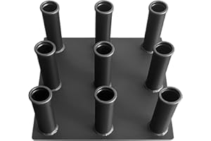 ALLSORTSOUTLET Olympic Barbell Storage Stand – Heavy Duty Freestanding Vertical Floor Rack Holder for all 2" (Two Inch) Bars [5 BAR OR 9 BAR]