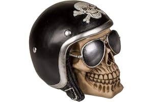 MIK Funshopping - Salvadanaio a forma di teschio (teschio con casco da moto nero)
