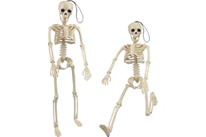 ‎MOROFME Morofme 2 Stück Halloween Skelett 40cm, Hängender Skelett, Bewegliche Ganzkörper Skelette mit Beweglichen Gelenken für Spukhaus-Requisiten, Halloween Party Dekoration