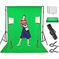 GIFTMAX Green Screen for YouTube with Stand, Camera Lights & Background Stand Kit Back Light for Green Screen Photography, Videoshoot, Studio & VFX with Light Setup