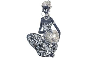 Signes Grimalt By Sigris - Figuras Decorativas | Figura en Resina de Africana en Color Plata - 18 x 11 x 11 cm