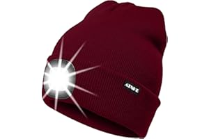 ATNKE LED Cappello Illuminato Berretto,USB Ricaricabile Cappello da Corsa 4 LED Impermeabile Luce Invernale Calda Lampada Frontale Regali per Uomo e Donna