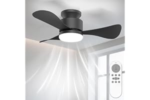 ‎AIRWIT Airwit 71cm Deckenventilator mit Beleuchtung Leise, Klein Deckenventilator mit Licht und Fernbedienung, LED Deckenleuchte mit Ventilator für Schlafzimmer Wohnzimmer Küche, Umkehrbarer DC Motor