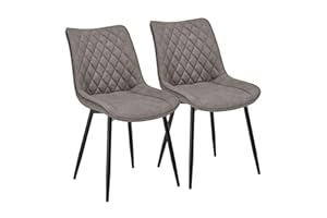 WOLTU Dining Chairs Set of 2, Accent Chairs for Kitchen/Bedroom/Reception Room/Balcony, Leatherette, Dark Grey, with Backrest and Padded Seat