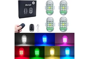 MINSEZHI Lumière stroboscopique LED sans Fil Haute luminosité,lumières vol Drone 7 Couleurs,lumières Drone stroboscopiques LED,pour Drone télécommandé,Moto,Voiture,vélo (4 pièces)