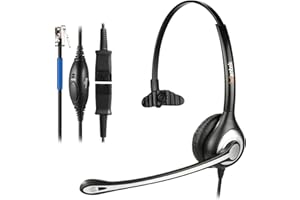 Wantek Casque Téléphone Fixe Monaural RJ9 avec Micro Anti-Bruit et Quick Disconnect, Écouteurs de Centre d'appel pour Cisco 7940 7942 7975 ou M10 M12 M22 MX10 Amplificateurs(600QC1)