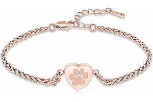 VCCWYQK Pulsera de urna de corazón para mascotas, cenizas, estampado de papa, brazalete para perro, gato, ceniza, acero inoxidable, conmemorativo Keepsake Cremación, joyas