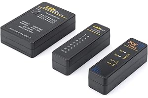 DIGITUS Tester sieciowy i tester kabli – Tester PoE – Automatyczne skanowanie – RJ45 RJ11 ISDN BNC – kabel sieciowy Coax LAN