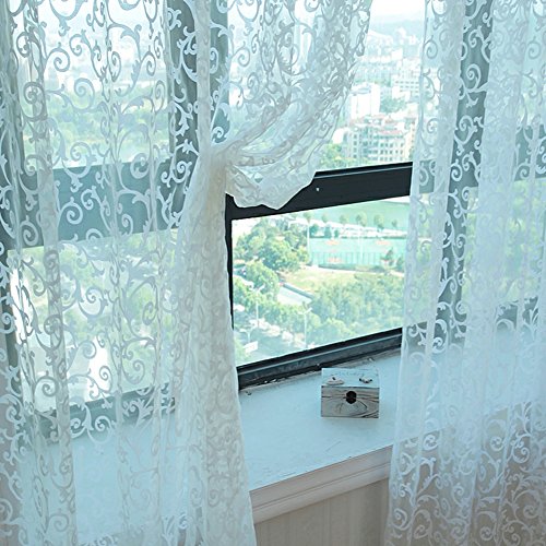 Floral Tulle Voile Window Curtain Plain Lead Weighted Voile Net