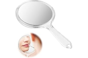 HCOVIV Miroir à main double face grossissant 1 pièce， Miroir à Main,Miroir de Maquillage Grossissant Double Face 1X/5X, Miroir de beauté - Miroir de salon de coiffure - Miroir cosmétique sur le côté fourrure