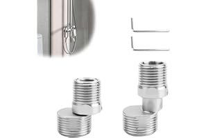 PARFCO Conector S 2 piezas adaptador mezclador de ducha, codo de 360 grados, adaptador de grifo de ducha, conector S largo, longitud ajustable, para cocina, baño