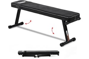 Novonova Banco Musculación plegable, Banco De Pesas Plano, armazón robusta y segura, cómodo acolchado Banco Abdominales carga máx. 150 kg