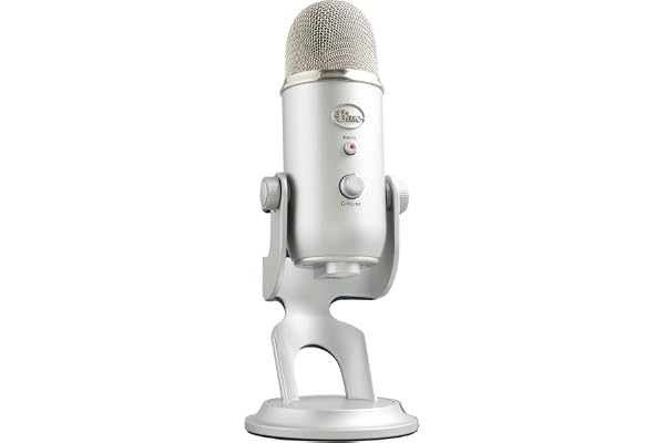 Blue Microphones Yeti, Micro USB pour Enregistrer, Streaming, Gaming, Podcast, Micro Gaming condensateur, Micro PC & Mac avec Effets Blue VO!CE, Support ajustable, Plug and Play - Argent