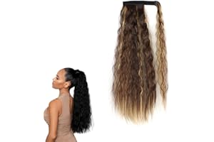 prinfantasy Ponytail Hairpiece Wrap Around Hair Piece Straight Long Ponytail Extension Straight Clip on Ponytail Hair Piece Synthetic Ponytail for Women GBMW054