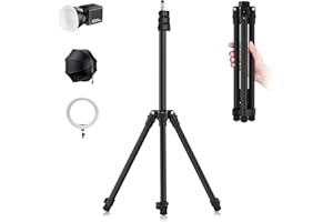 ULANZI TT43 Stativo Fotografico in Alluminio 190cm, Treppiede Leggero Pieghevole Reversibile, Stativo Luci Treppiede Luce carico 6 kg per Studio Fotografia all'aperto Luce ad Anello Luce Flash Softbox