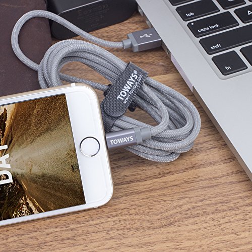Toways Lightning Kabel 2.1m iPhone Nylon USB Ladekabel Datenkabel für iPhone 7 / 7 Plus / 5 / iPhone 6 / iPhone SE / 6 / 6 Plus / 6s / 6s Plus / 5 / 5c / 5s, iPad Pro Air Air 2 mini2 mini3 4th Gen, iPod Nano 7th Gen, DJI Mavic Pro Drone – Grau [Apple MFi zertifiziert] - 6