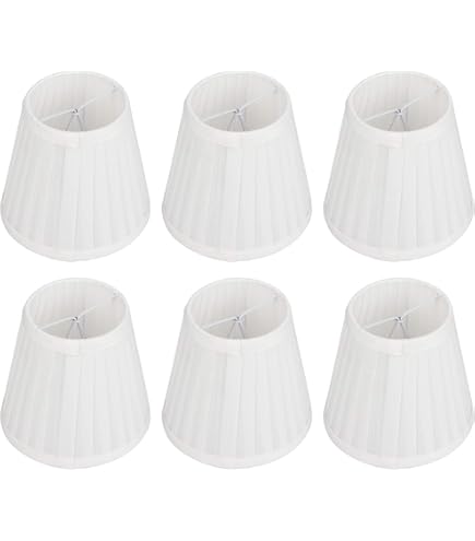 Set 6 Paralume Per Lampadario E14 - Clip-On, Design Tamburo, Colore Crema - Foto 5