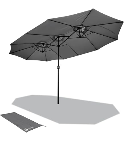 Ollewiellan Zonnescherm led, zonne-energie, 210 x 140 cm, groen, met zwengel, rechthoekig, zweefparasol, tuinparasol, terrasparasol, zonwering UV50 , knikbaar, waterdicht, voor tuin, zonder standaard