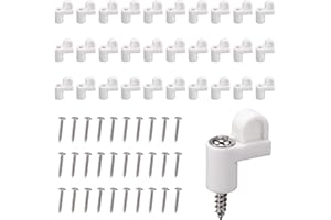 GOKTVAI 30pcs 3/8in Window Screen Clips, Nylon Offset Window Frame Corner Fastener with 30 Screws Winter Protective Shield Repair Kit Storm Panels & Hurricane Screen Door Retainer Tab Clips Tool Parts (White)