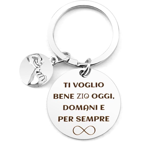 JRZDFXS Portachiavi Zio e Nipote Regalo Zio Regali di Natale Portachiavi da Donna Uomo Cristallo Blu Ciondolo Argento con Incisione L'amore Tra Un Zio e Una Nipote è per Sempre Ti Voglio