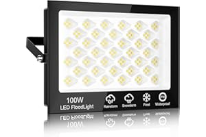 Sararoom 100W LED Flood Light Outdoor - 10000LM Outside Security Lights, 6500K Daylight White Floodlight with 156 LED Beads, IP66 Waterproof LED Spotlight for Garden Balconie Garage Warehouse
