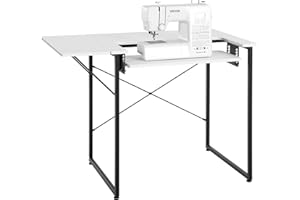 ‎VEVOR VEVOR Nähtisch Nähmaschinentisch mit klappbarer Tischplatte & Verstellbarer Ablage & Stahlbeinen, Mehrzwecktisch Computertisch für Zuhause Modestudio Kunststudio Bildungseinrichtung, Weiß